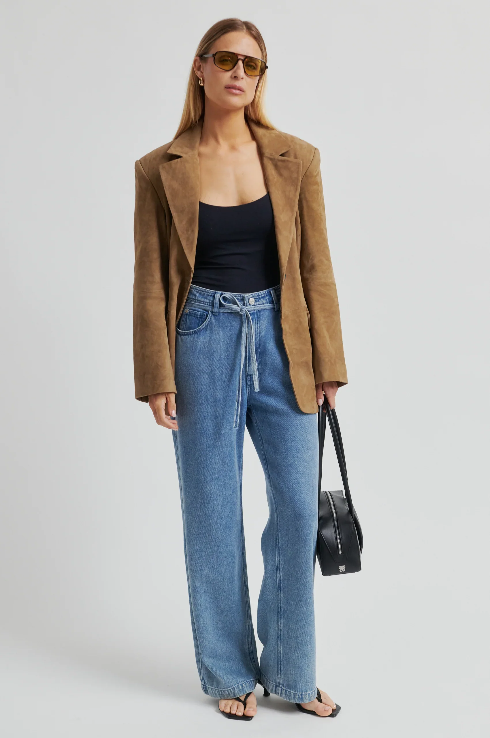 Suellen Fitted Suede Blazer - Petrified Oak - Image 7