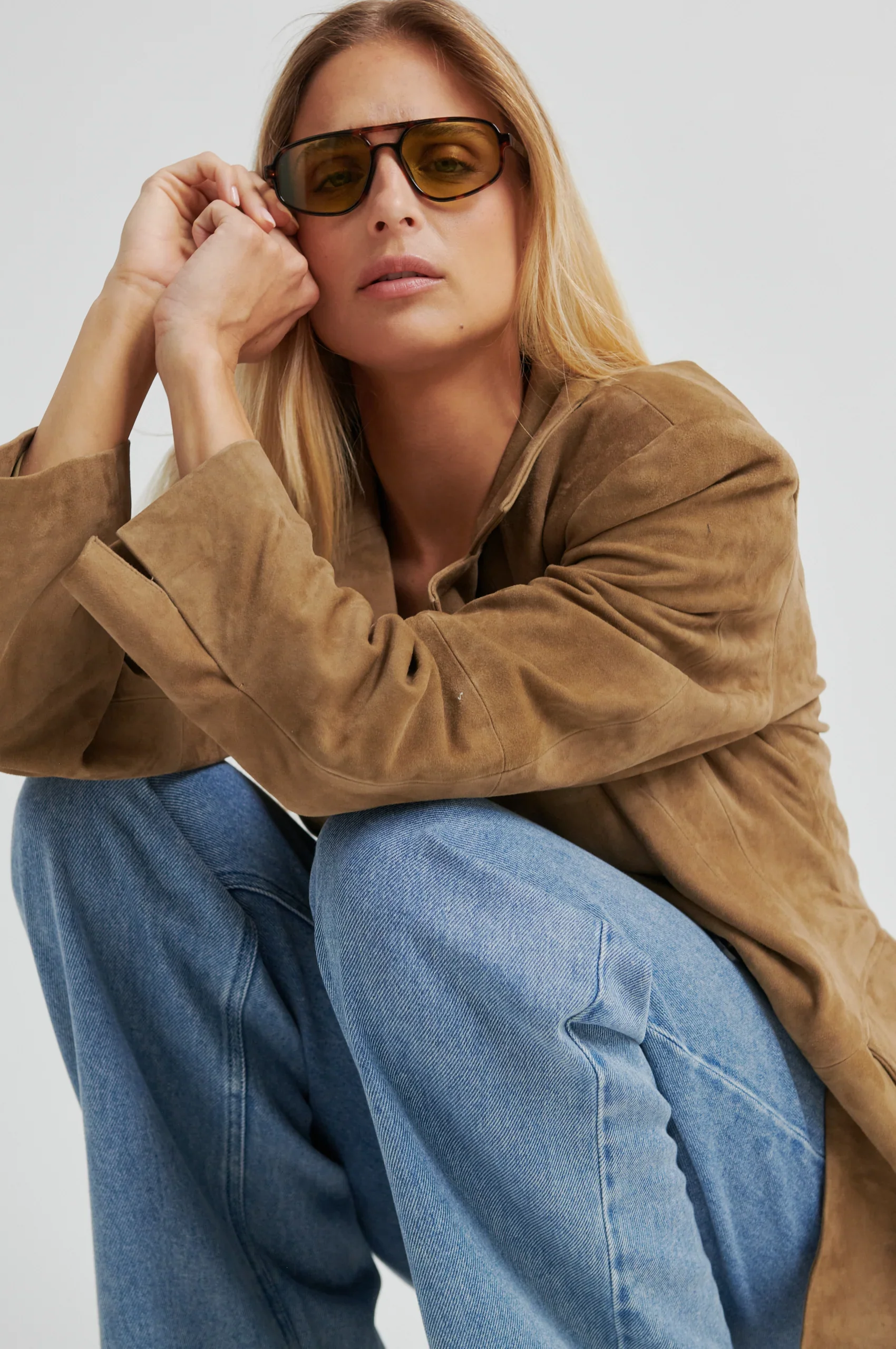 Suellen Fitted Suede Blazer - Petrified Oak - Image 8