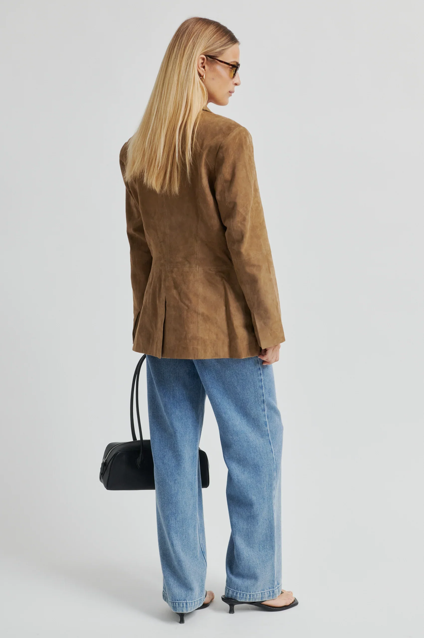 Suellen Fitted Suede Blazer - Petrified Oak - Image 9