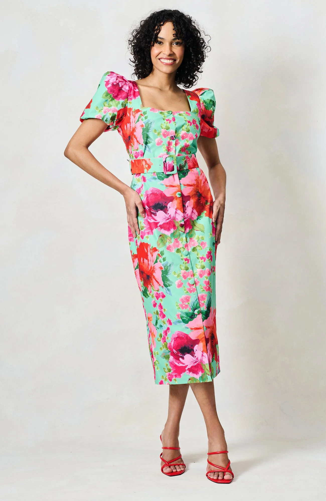 The Rowena Dress - Green/Pink - Image 10