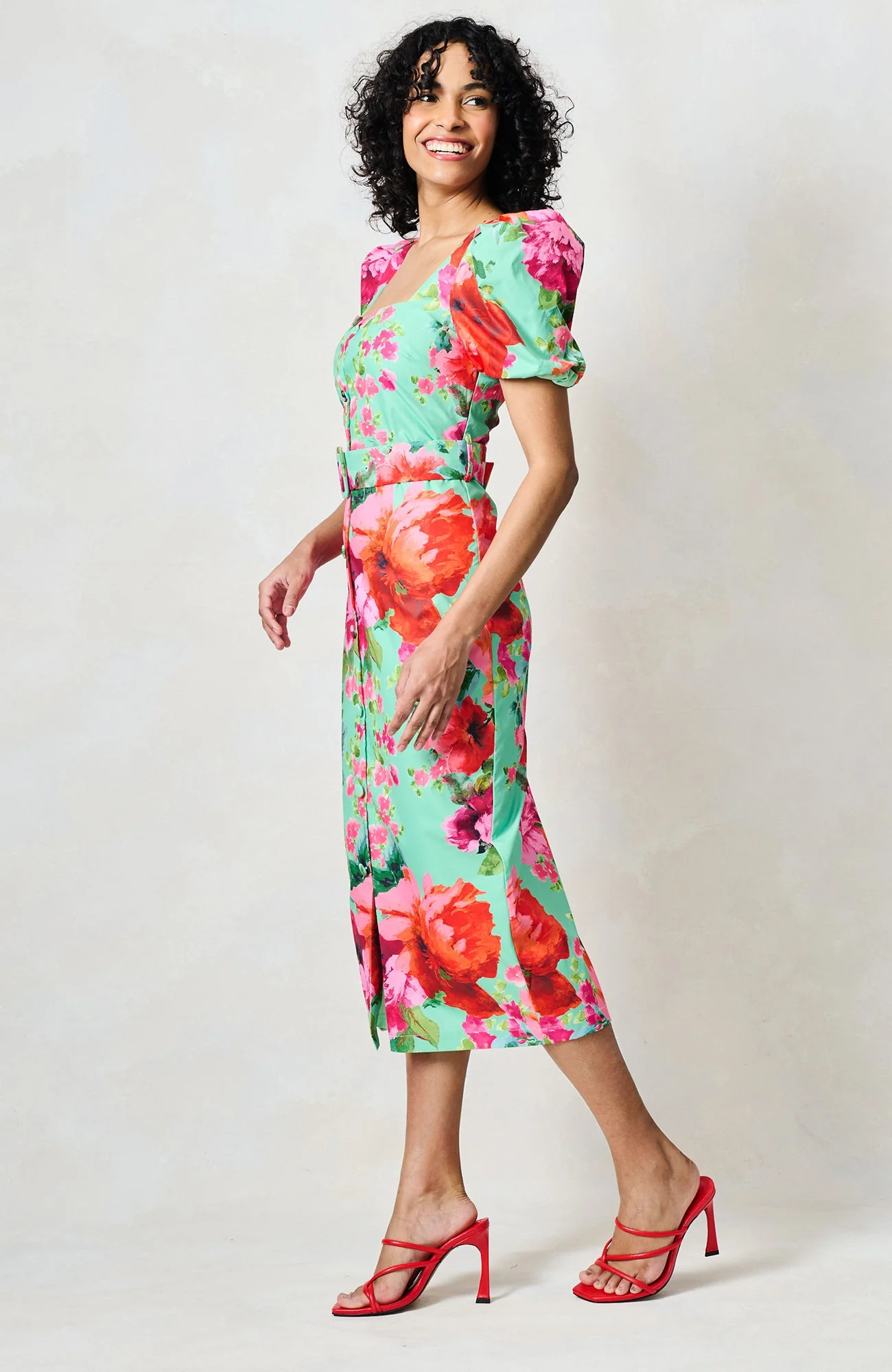 The Rowena Dress - Green/Pink - Image 11