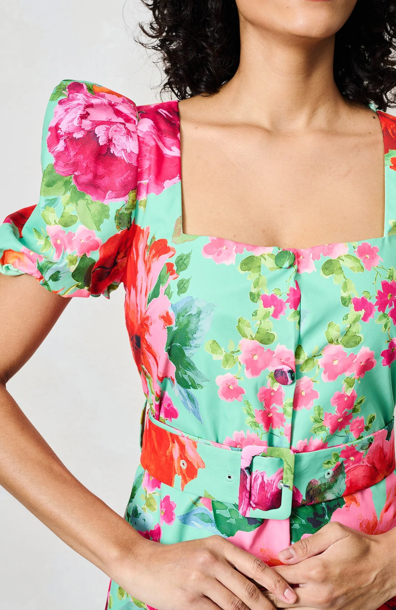 The Rowena Dress - Green/Pink - Image 13