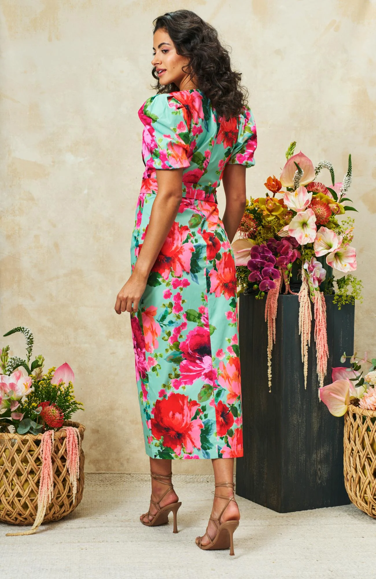 The Rowena Dress - Green/Pink - Image 5