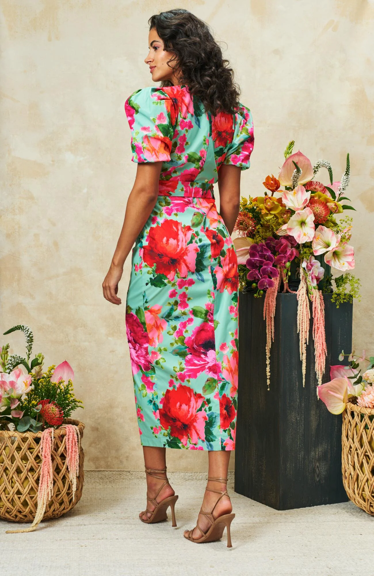 The Rowena Dress - Green/Pink - Image 8