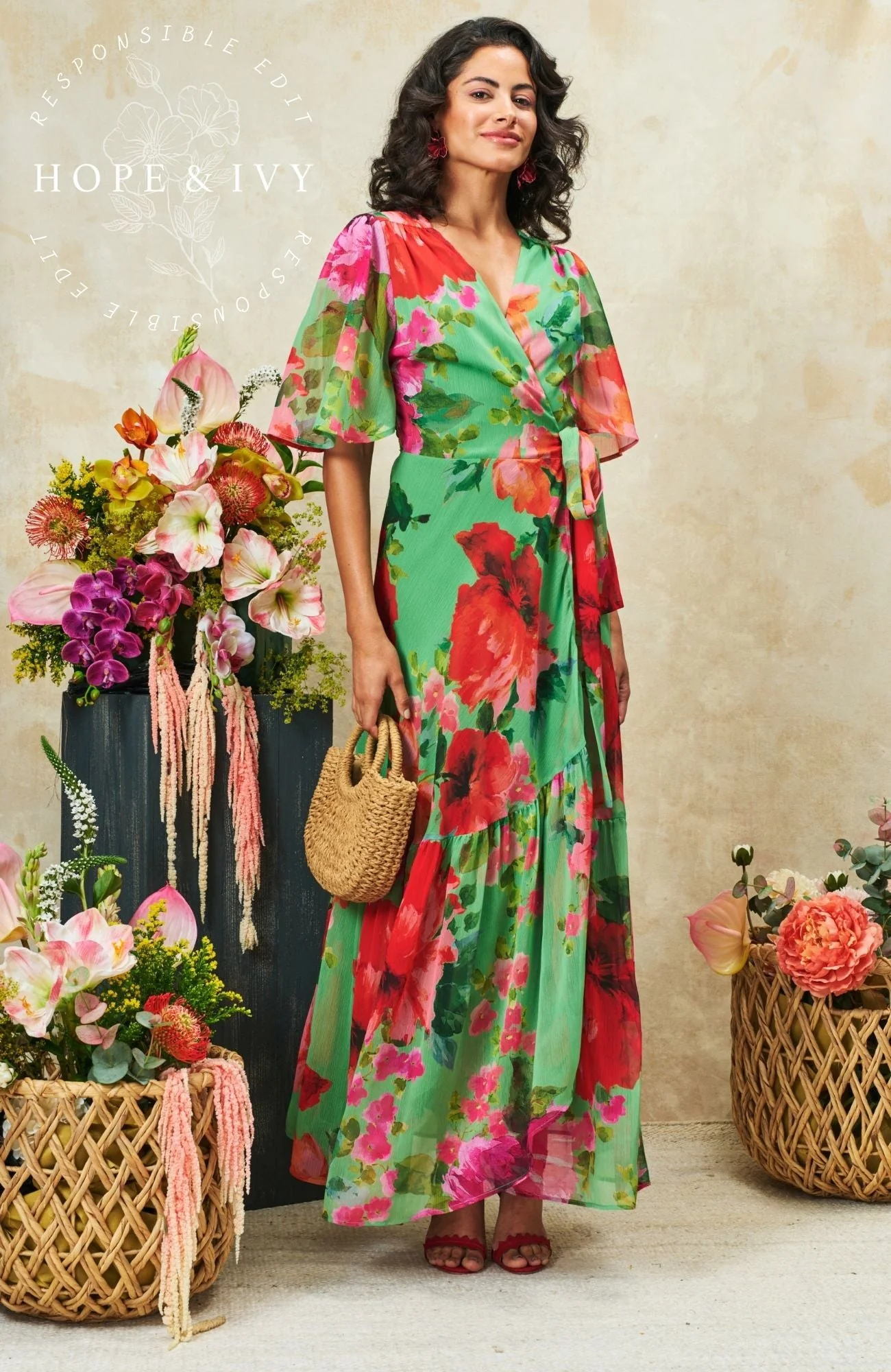 The Samantha Dress - Green/Red - Image 4