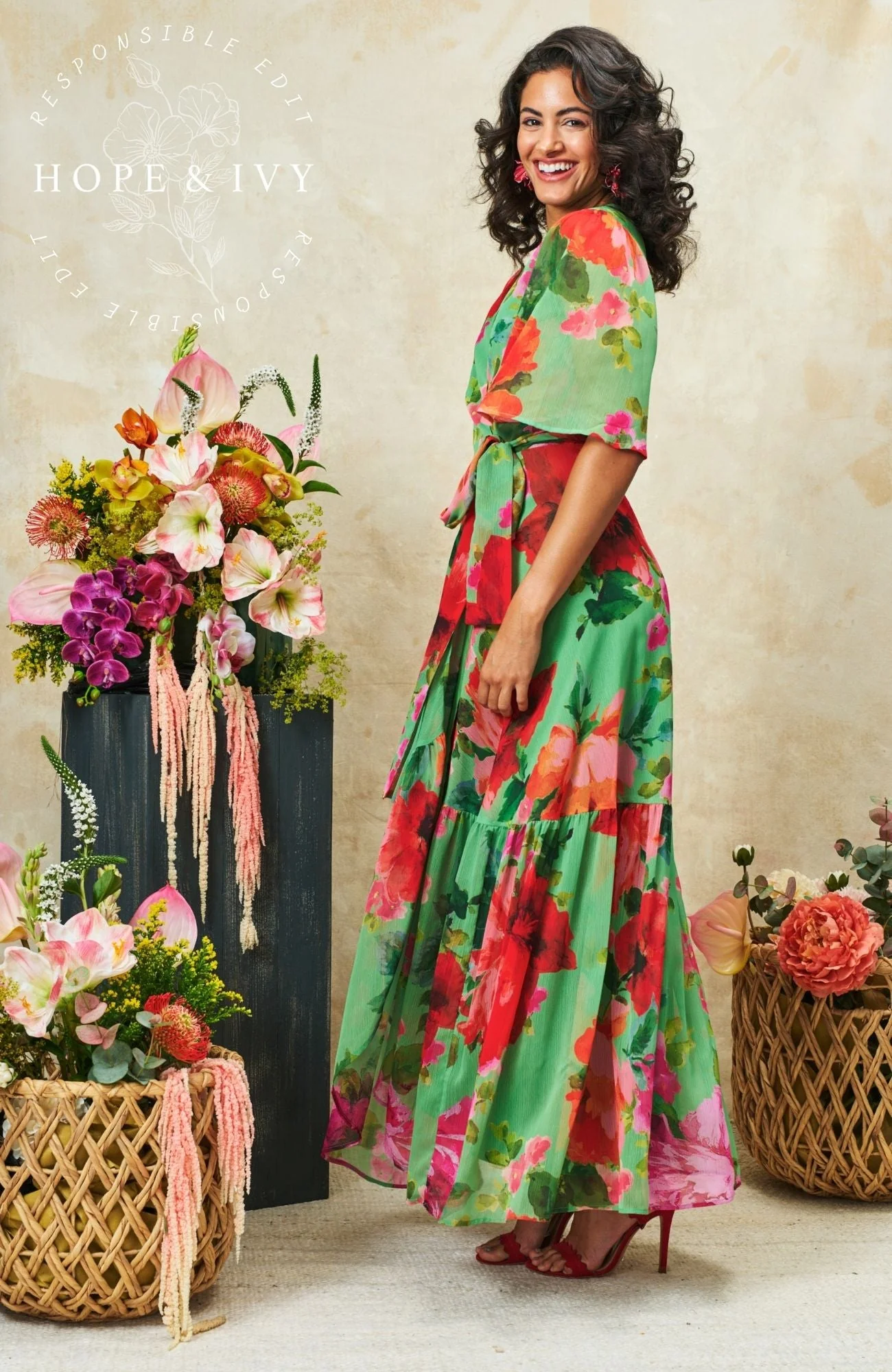 The Samantha Dress - Green/Red - Image 5