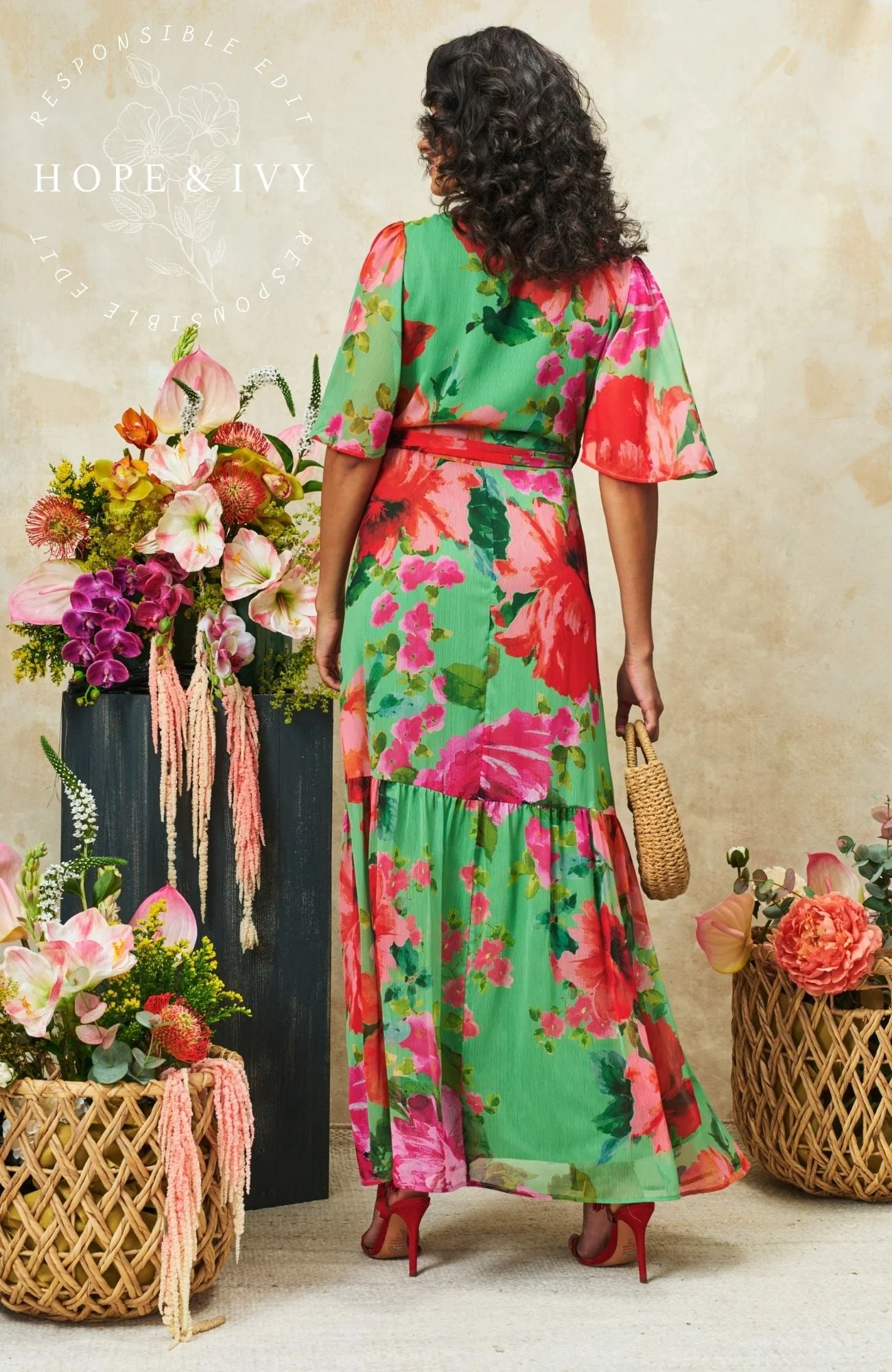 The Samantha Dress - Green/Red - Image 6