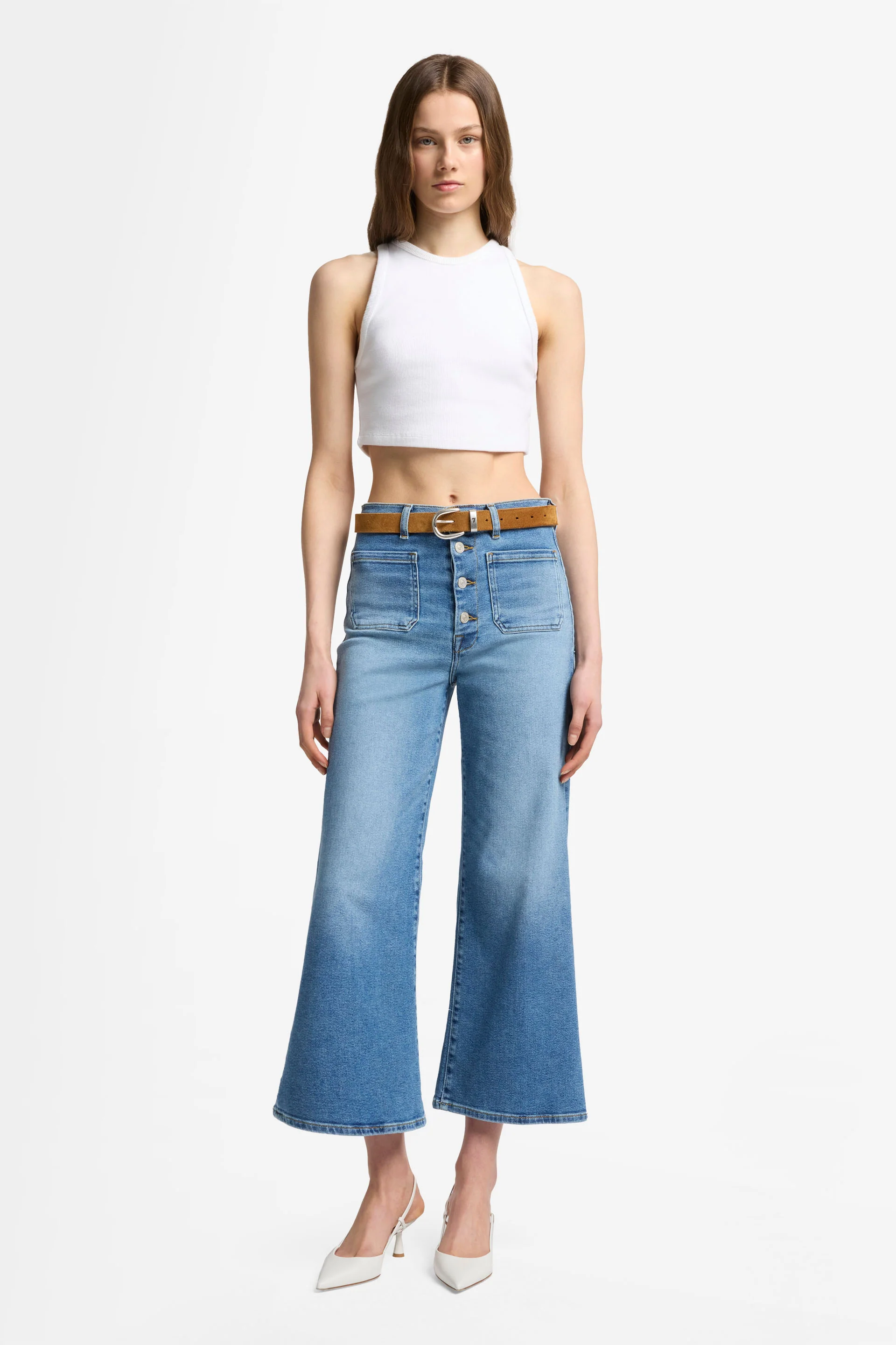 Ultra High Rise Cropped Jo Fancy Jeans - Blue - Image 2