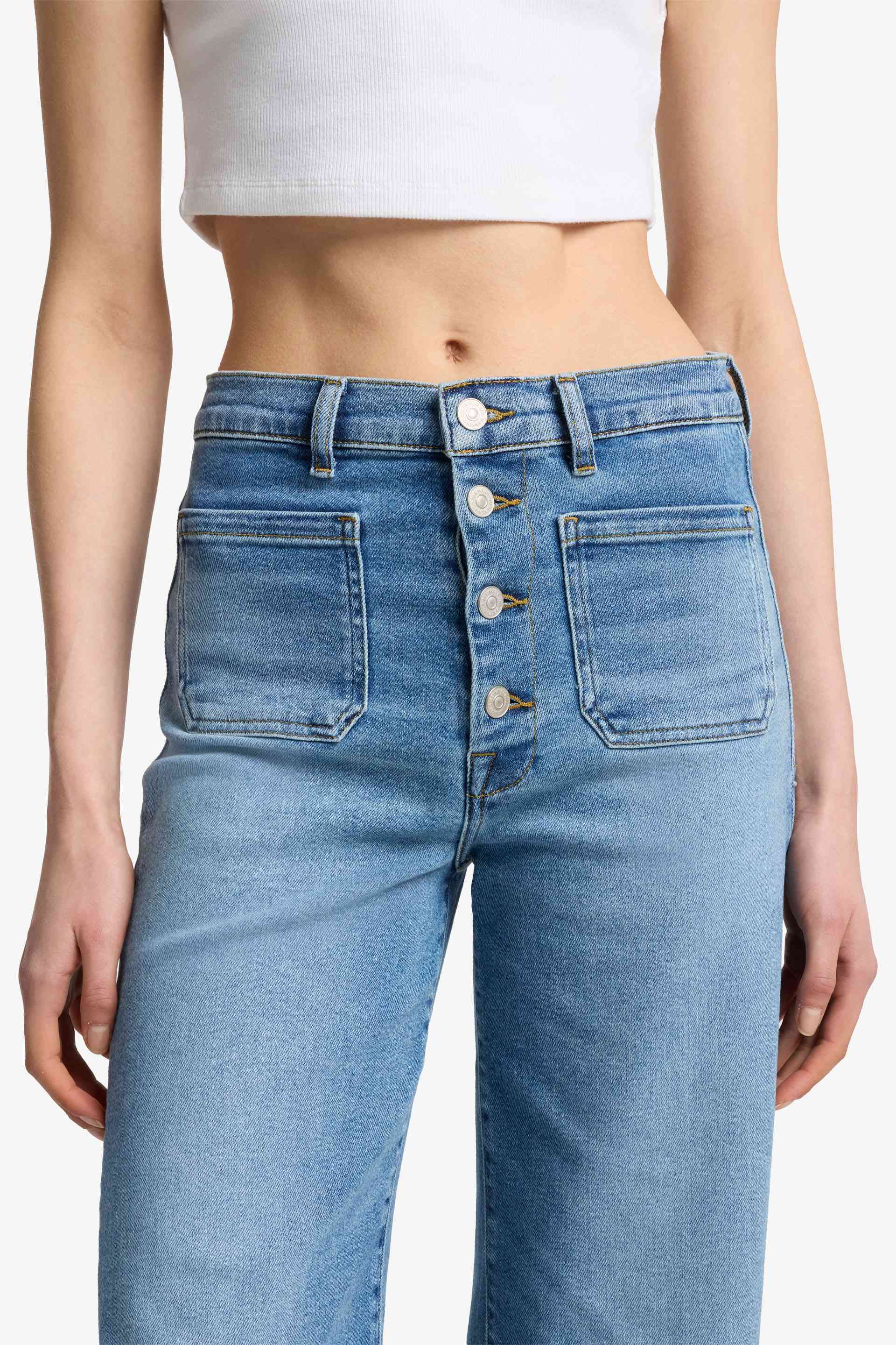 Ultra High Rise Cropped Jo Fancy Jeans - Blue - Image 4