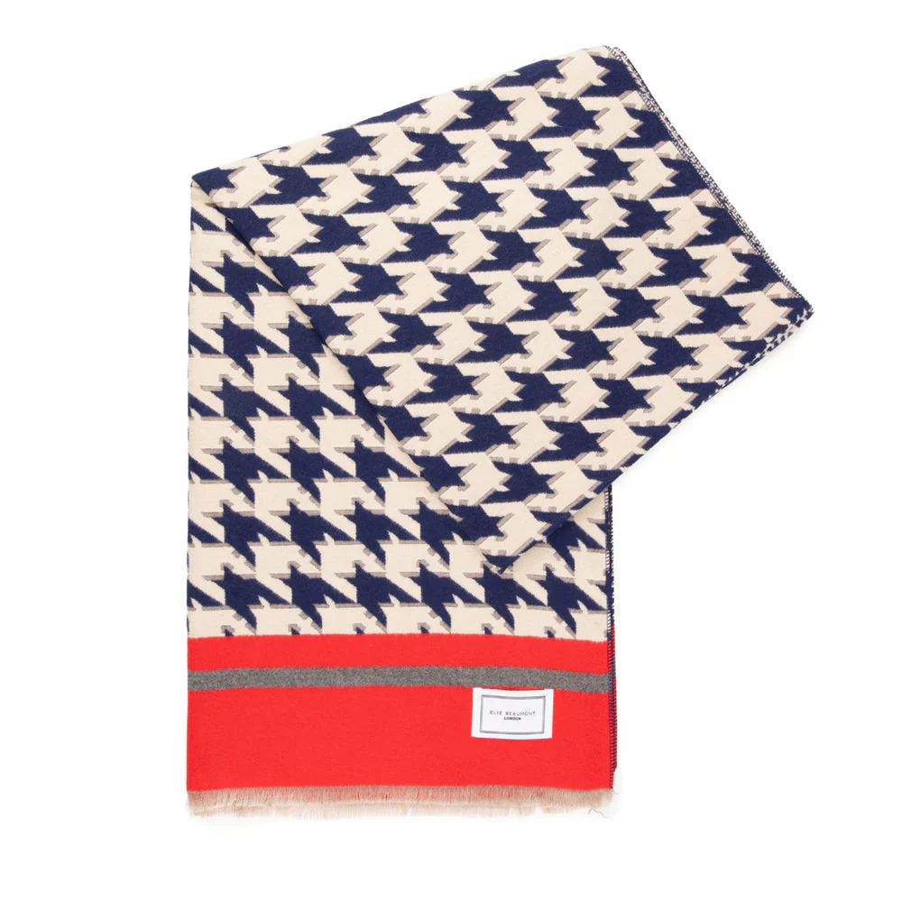 Winter Scarf - Navy Blue Dogtooth Checks - Image 4