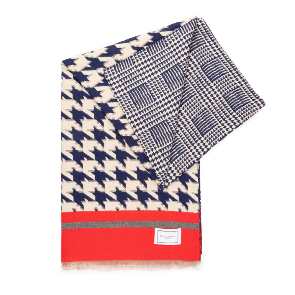 Winter Scarf - Navy Blue Dogtooth Checks - Image 5