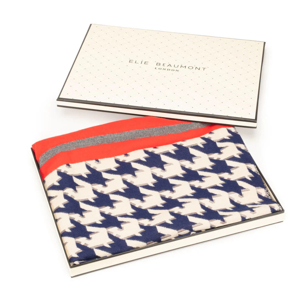 Winter Scarf - Navy Blue Dogtooth Checks - Image 6
