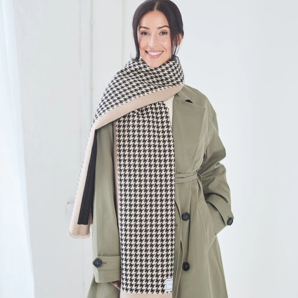 Winter Scarf - Black Dogtooth Check - Image 2