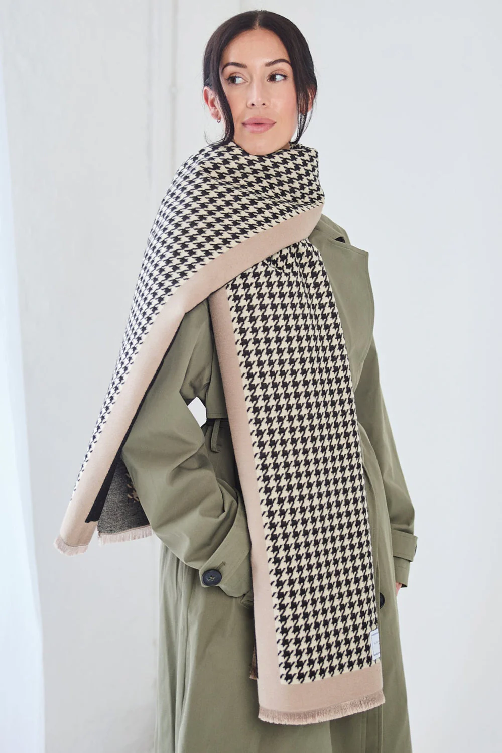 Winter Scarf - Black Dogtooth Check - Image 3