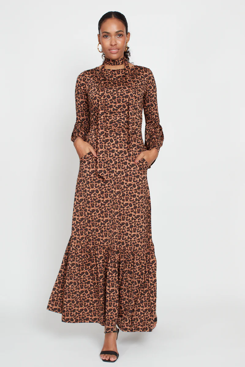 Yana Maxi Dress - Small Leopard Brown - Image 3