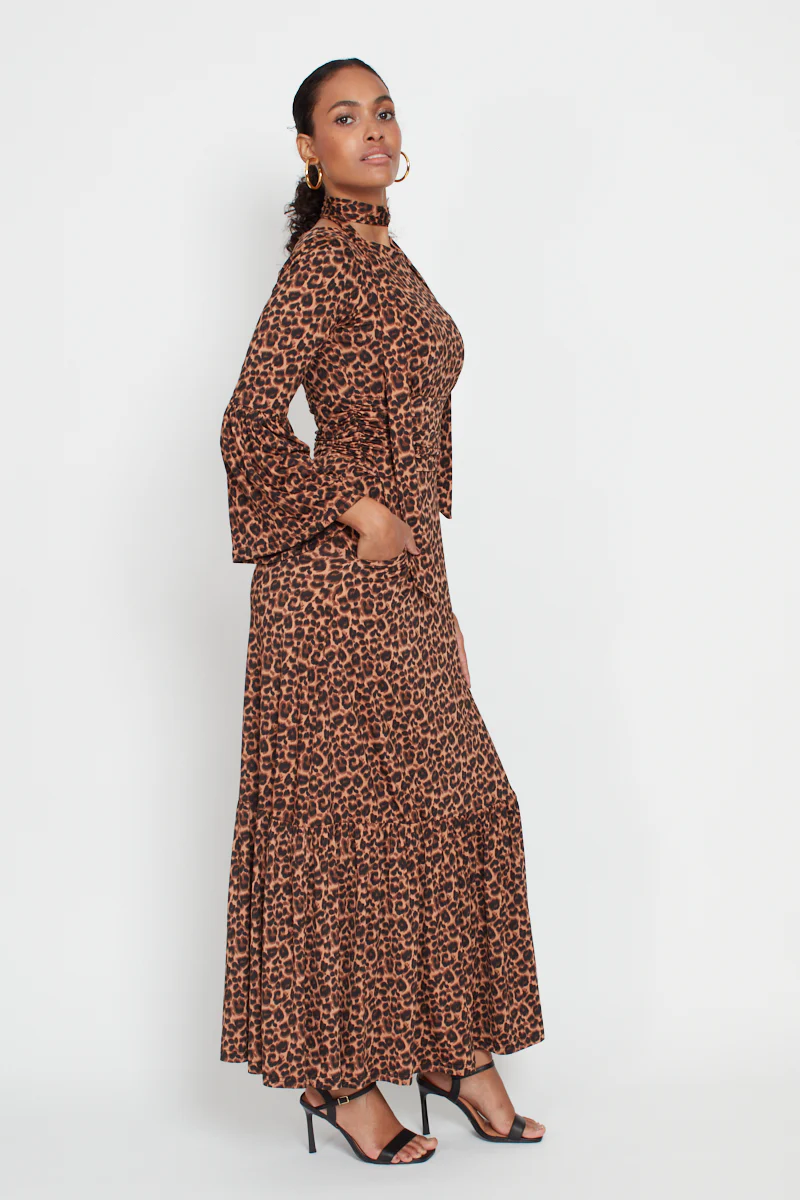 Yana Maxi Dress - Small Leopard Brown - Image 4